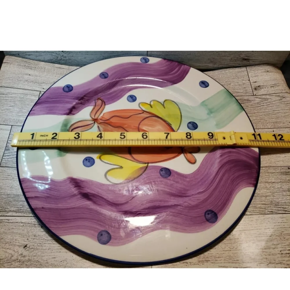 VARM Ceramica Italy Hand Decorated Colorful Fish Plate Decor Fun Nautical